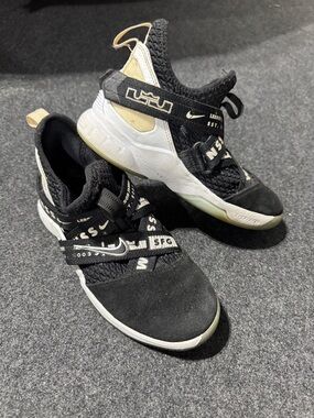 Nike Kids Black, White & Tan Slip-On Sneakers with Strap